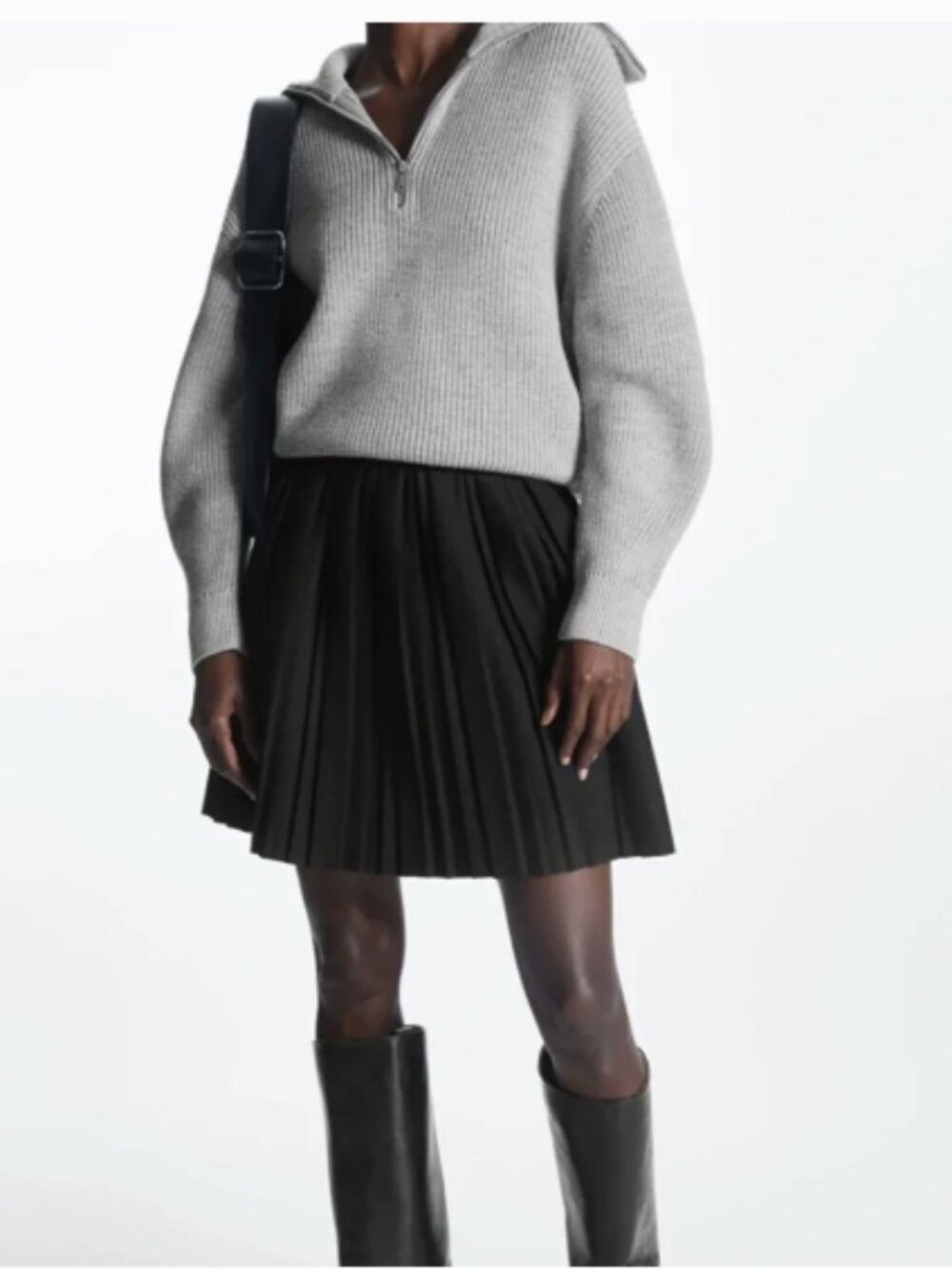 COS Pleated Wool Blend Mini Skirt